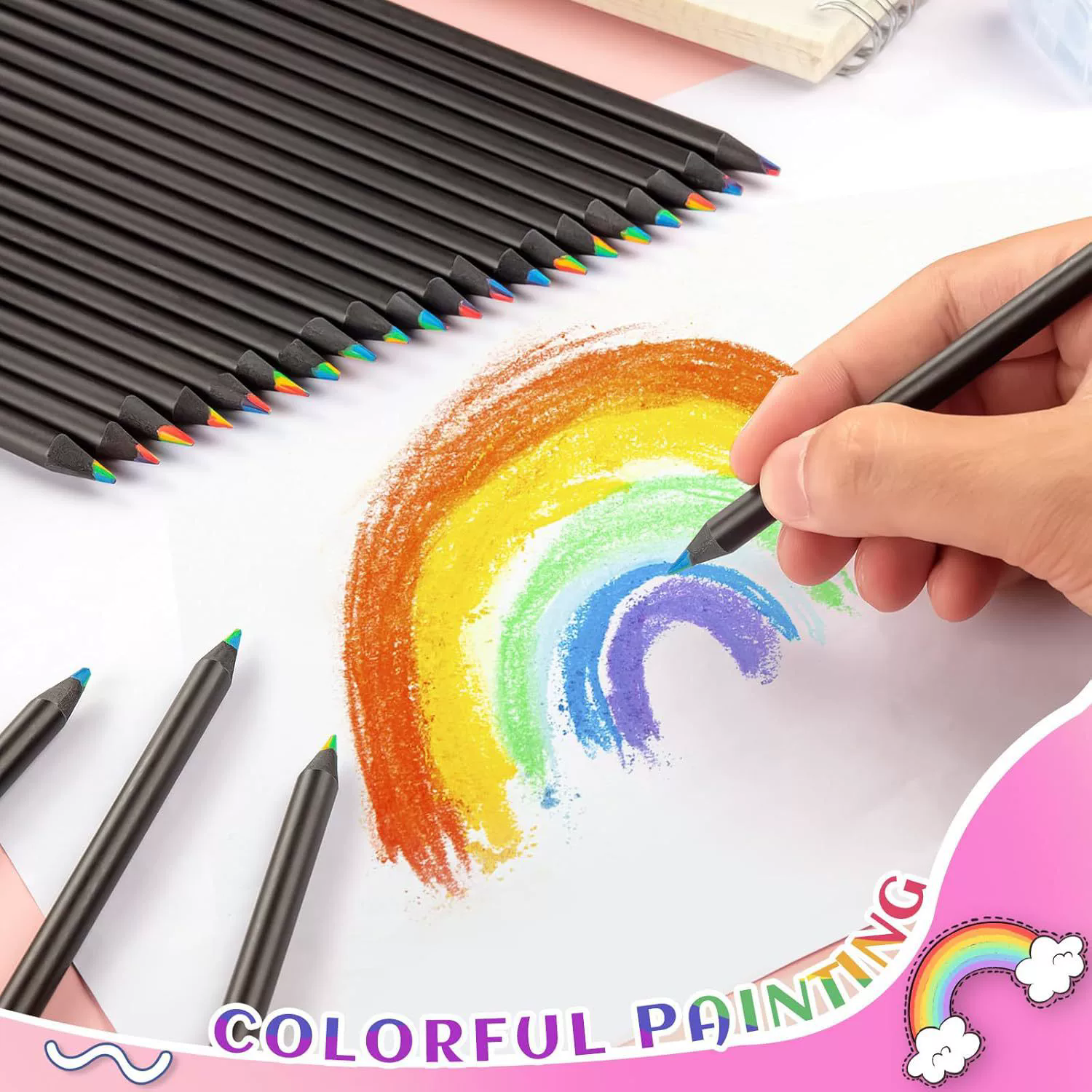 12PCS/Set  7 Color in 1 Rainbow Colored Pencil, Colored Pencils for Basket Stuffer Present