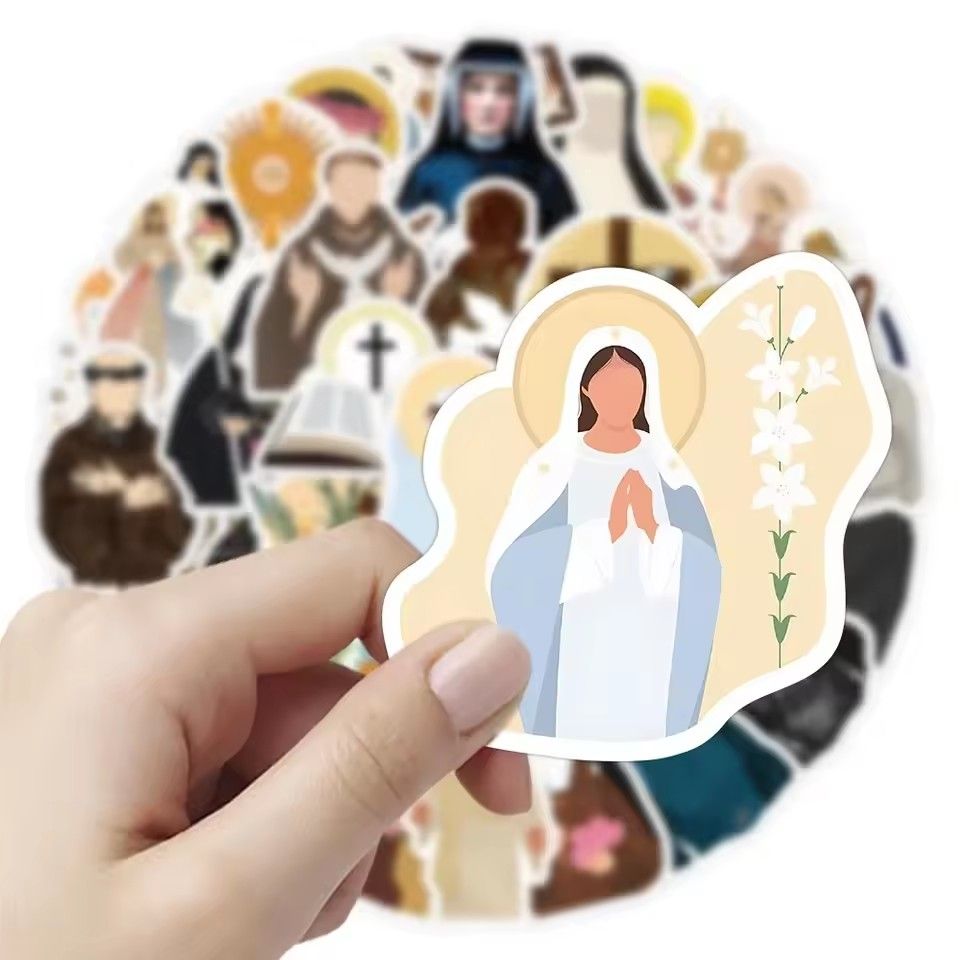 50Pcs Jesus Christian Religion Prayer Friar Stickers for DIY Skateboard Luggage Suitcase Notebook Graffiti Sticker Decals