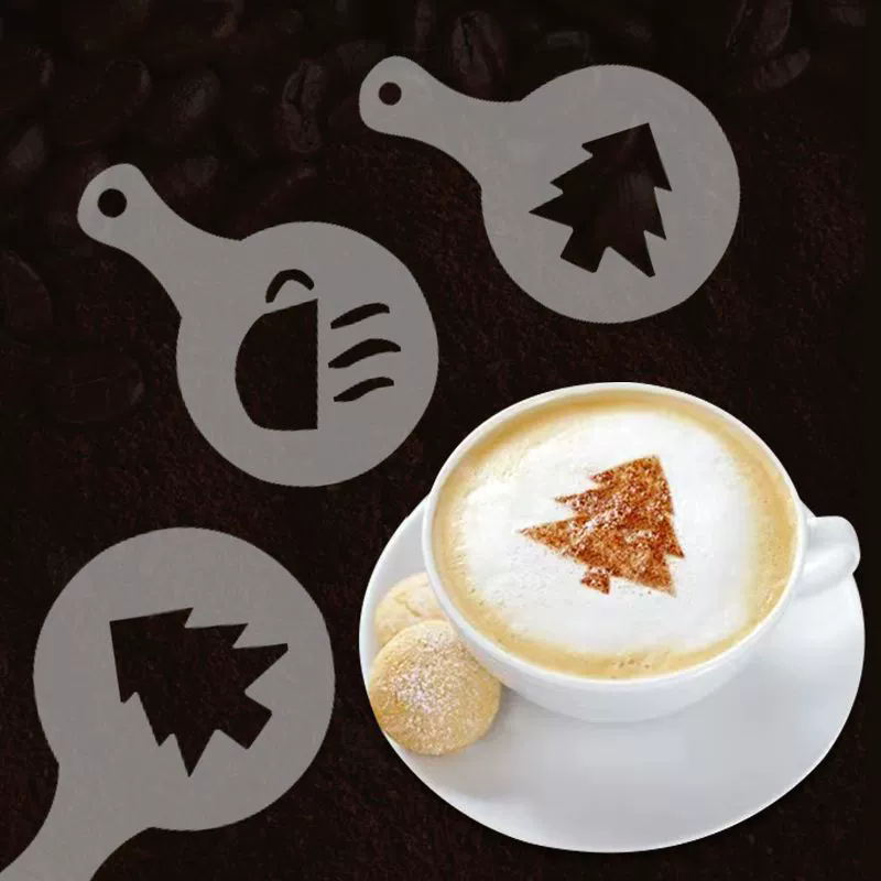16PCS Coffee Stencils Fancy Coffee Printing Model Milk Cake Stencils Cappuccino Mold Cake Drawing Mould Home Kitchen Supplies