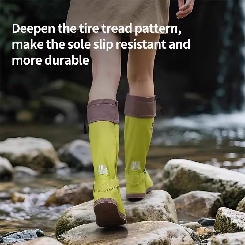2025 New High-tube Thickened PVC Sand-proof Rain Shoe Cover Cycling Mountaineering Waterproof Foot Cover Unisex Hiking Anti-slip