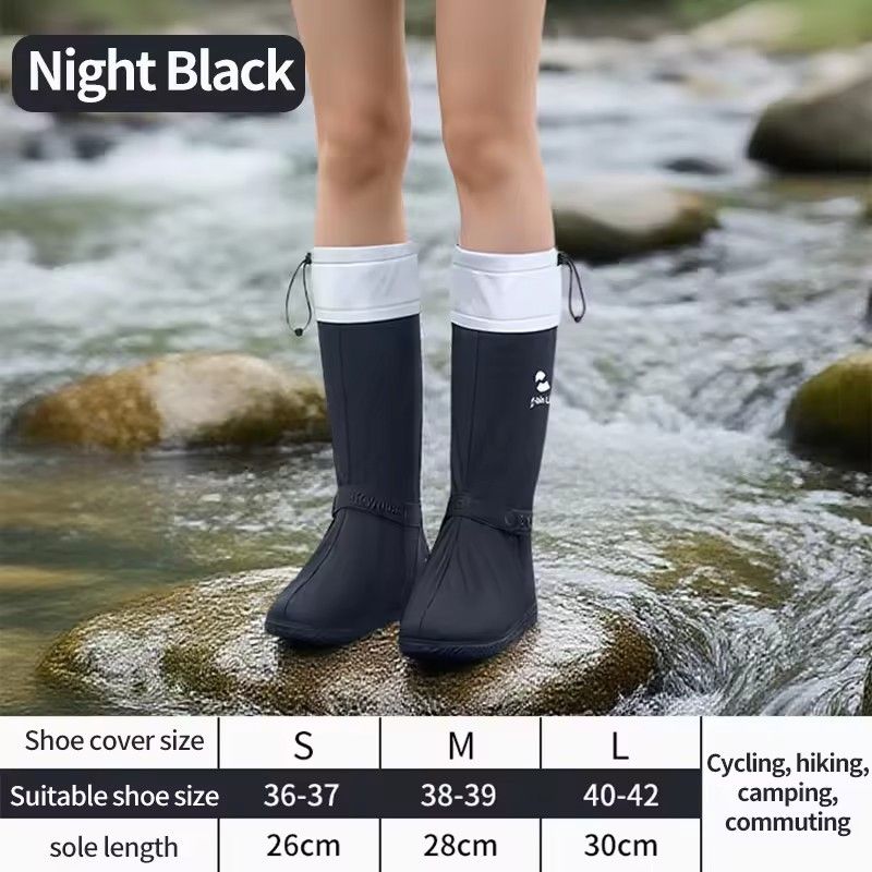 2025 New High-tube Thickened PVC Sand-proof Rain Shoe Cover Cycling Mountaineering Waterproof Foot Cover Unisex Hiking Anti-slip