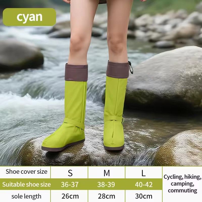 2025 New High-tube Thickened PVC Sand-proof Rain Shoe Cover Cycling Mountaineering Waterproof Foot Cover Unisex Hiking Anti-slip