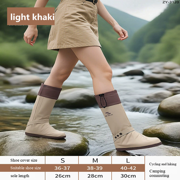 2025 New High-tube Thickened PVC Sand-proof Rain Shoe Cover Cycling Mountaineering Waterproof Foot Cover Unisex Hiking Anti-slip