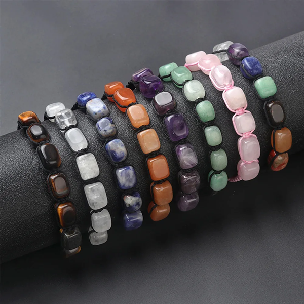 Square Beads 7 Chakra Treatment Crystal Bracelet Yoga Stone Adjustable Bracelet Meditation Relaxation Anxiety Women's Bracele