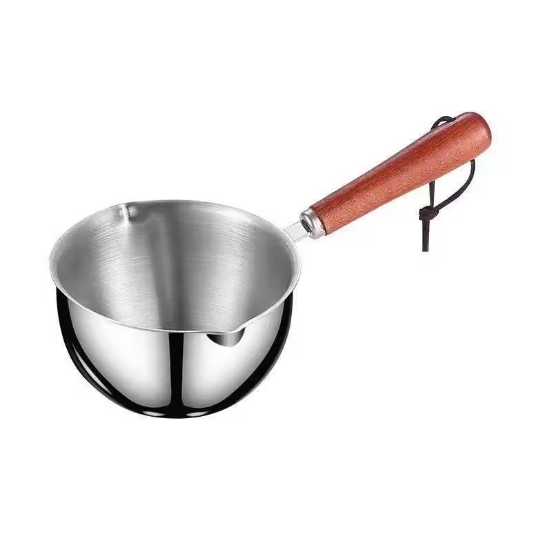 Milk Pot Stainless Steel Hot Oil Pan 200/300ML Hot Sauce Small Pot Cooking Butter Melting Pot Versatile Flat Bottomed Oil Pan
