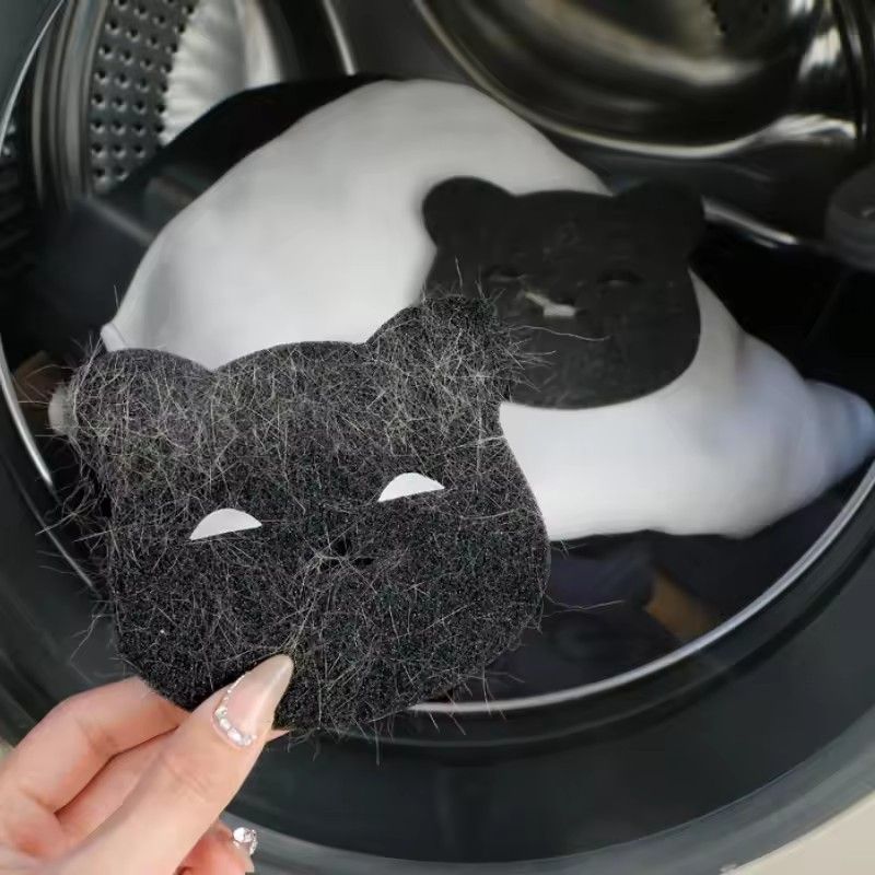 6Sets Of Household Pet Hair Remover, Machine Washed Bear Sticky Sponge, Reusable, Suitable For Washing Machine, Dryer, Black