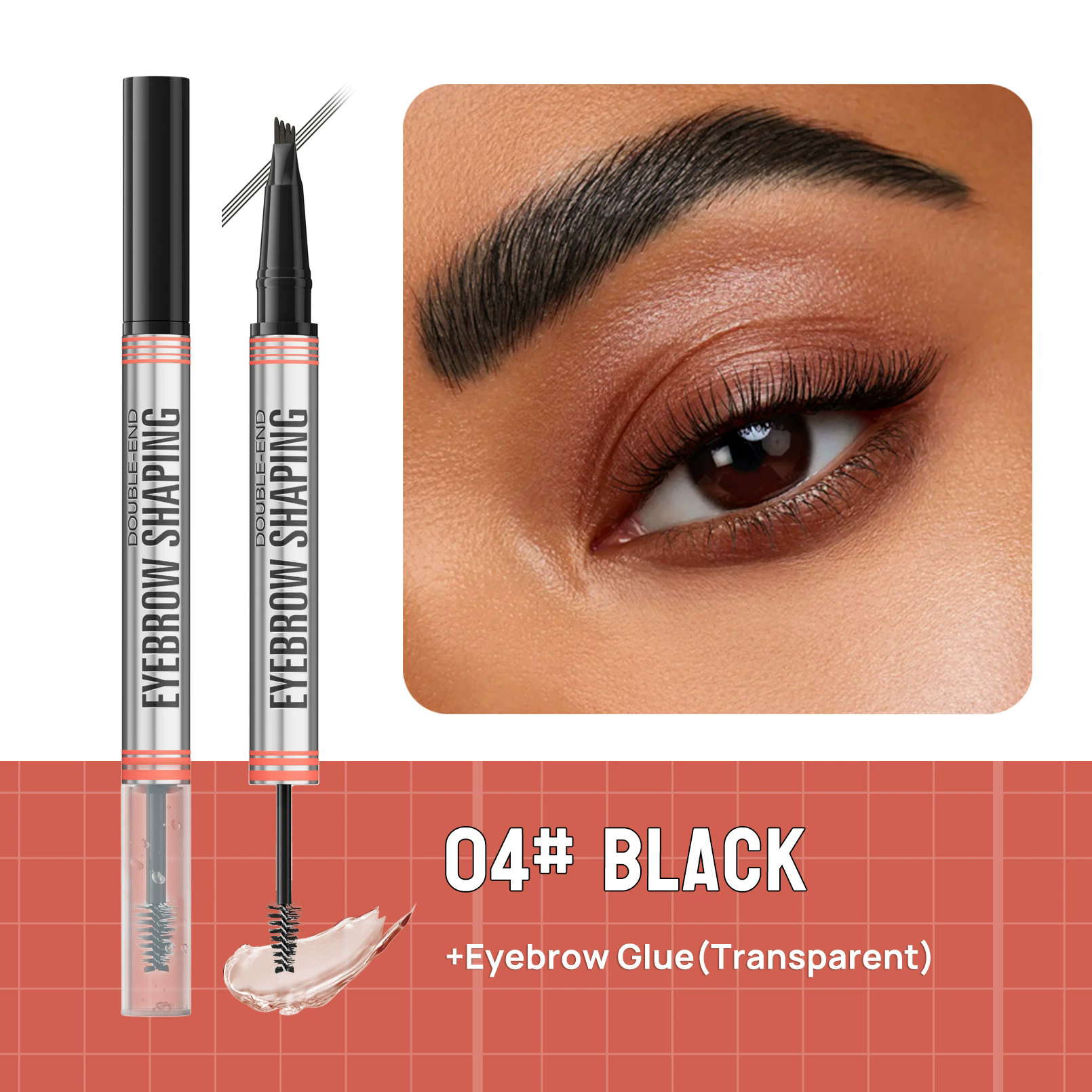 1PC    Double-End Liquid Eyebrow Pencil 4-Tip Head Long Lasting Waterproof Sweat-Proof Quick Dry 2in1 Eyebrow Shaping Cream view 9