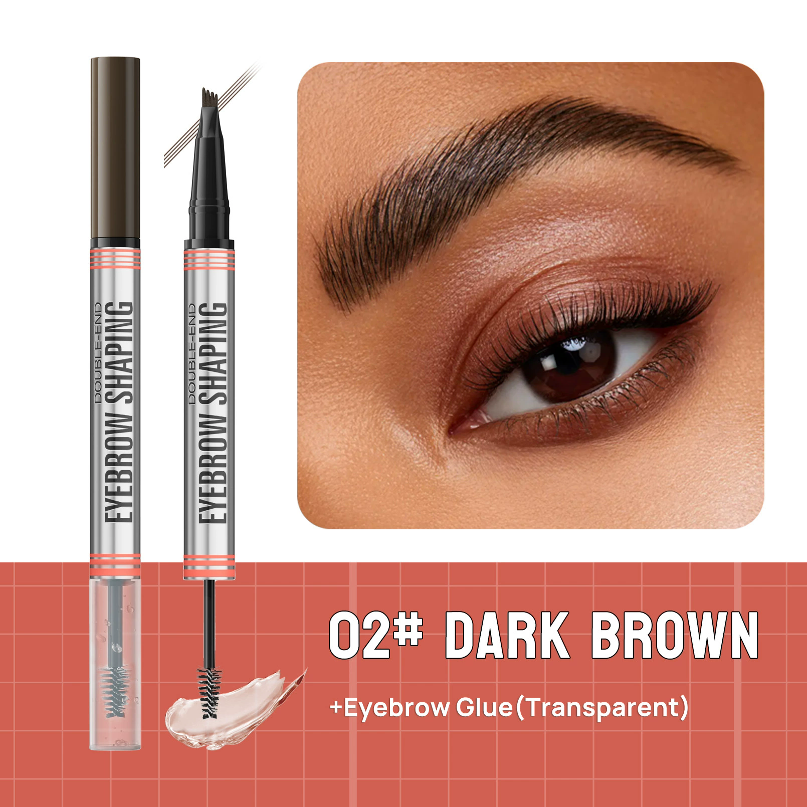 1PC    Double-End Liquid Eyebrow Pencil 4-Tip Head Long Lasting Waterproof Sweat-Proof Quick Dry 2in1 Eyebrow Shaping Cream view 7
