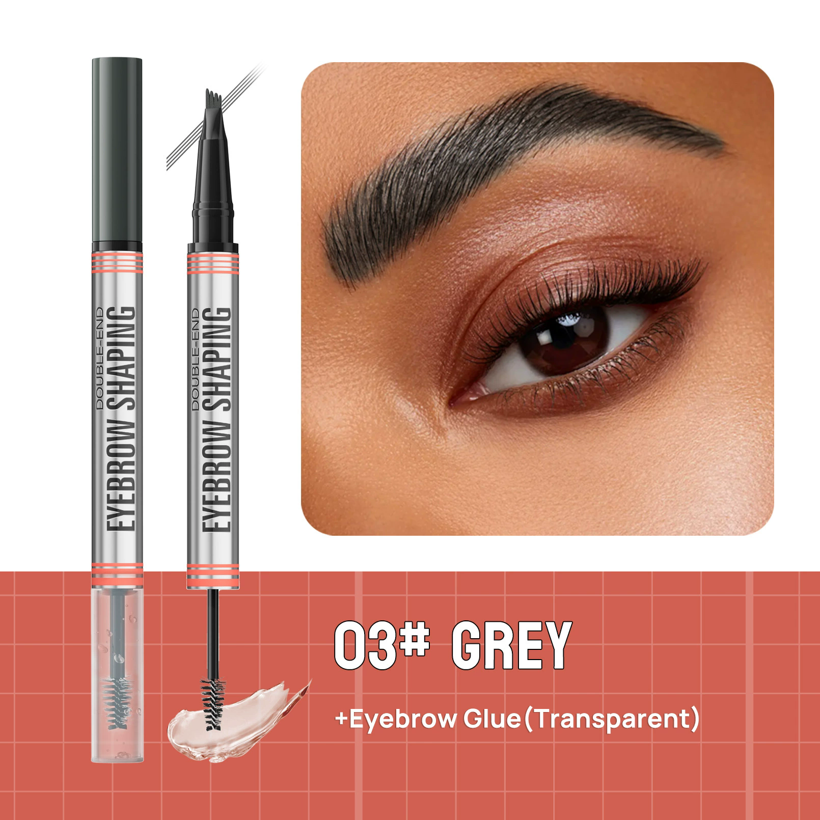 1PC    Double-End Liquid Eyebrow Pencil 4-Tip Head Long Lasting Waterproof Sweat-Proof Quick Dry 2in1 Eyebrow Shaping Cream view 8