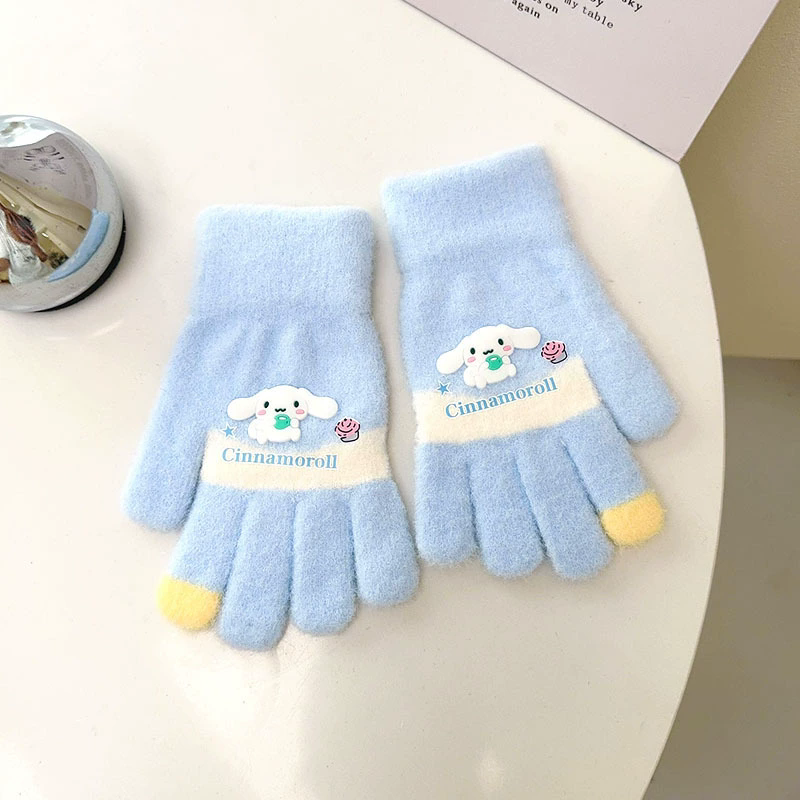 New Children's Gloves Cartoon Knitted Autumn and Winter Warm Woolen Yarn for Boys and Girls Baby Five Finger Split Finger Gloves