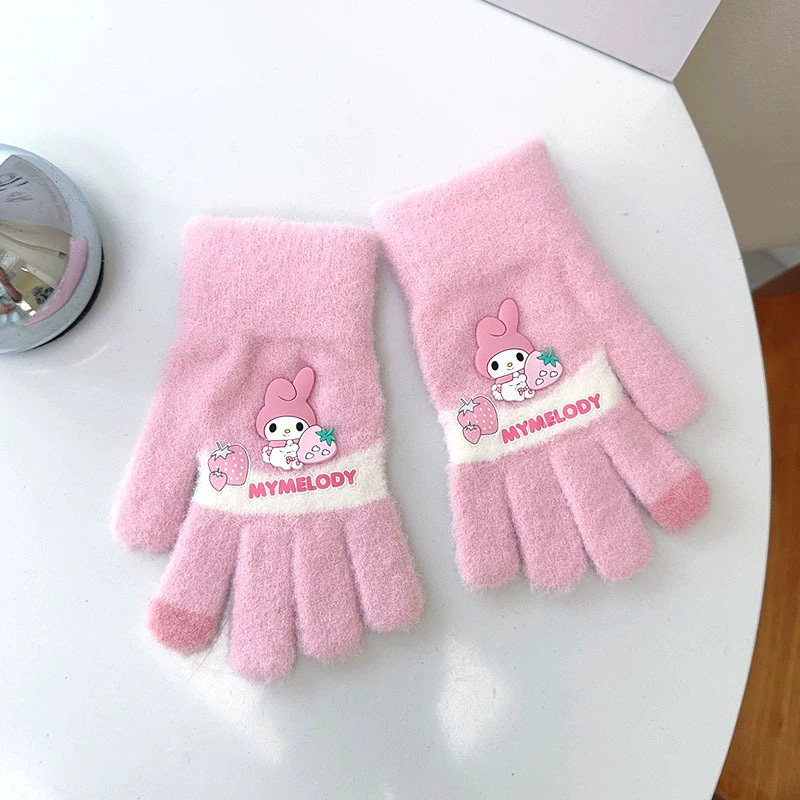 New Children's Gloves Cartoon Knitted Autumn and Winter Warm Woolen Yarn for Boys and Girls Baby Five Finger Split Finger Gloves