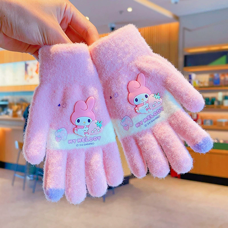New Children's Gloves Cartoon Knitted Autumn and Winter Warm Woolen Yarn for Boys and Girls Baby Five Finger Split Finger Gloves