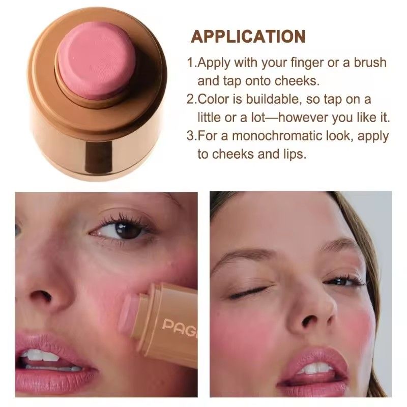 1PC    New Pocket Blush Stick Lip And Cheek Hydrating Stick Natural Rouge Powder Blush Cream Lipstick Cheek Easy To Apply Color