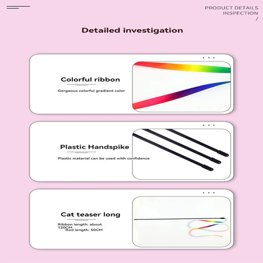 Interactive Cat Teaser Wand With Rainbow Strips Funny Rainbow Strip Stick For Kitten Play Durable Cat Supplies Accessories
