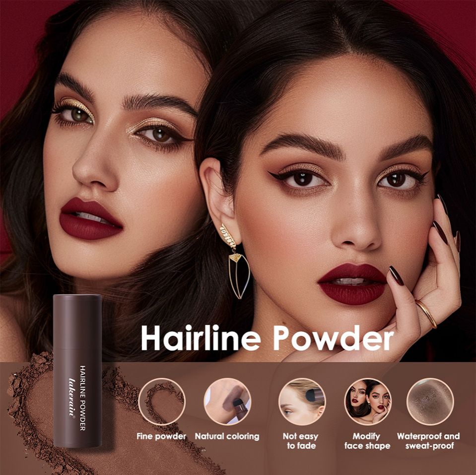 Hairline Shadow Powder Hair Waterproof Hairline Root Cover Up Natural Black Brown Eyebrow Contour Stick Repair Fill in Hair Tool