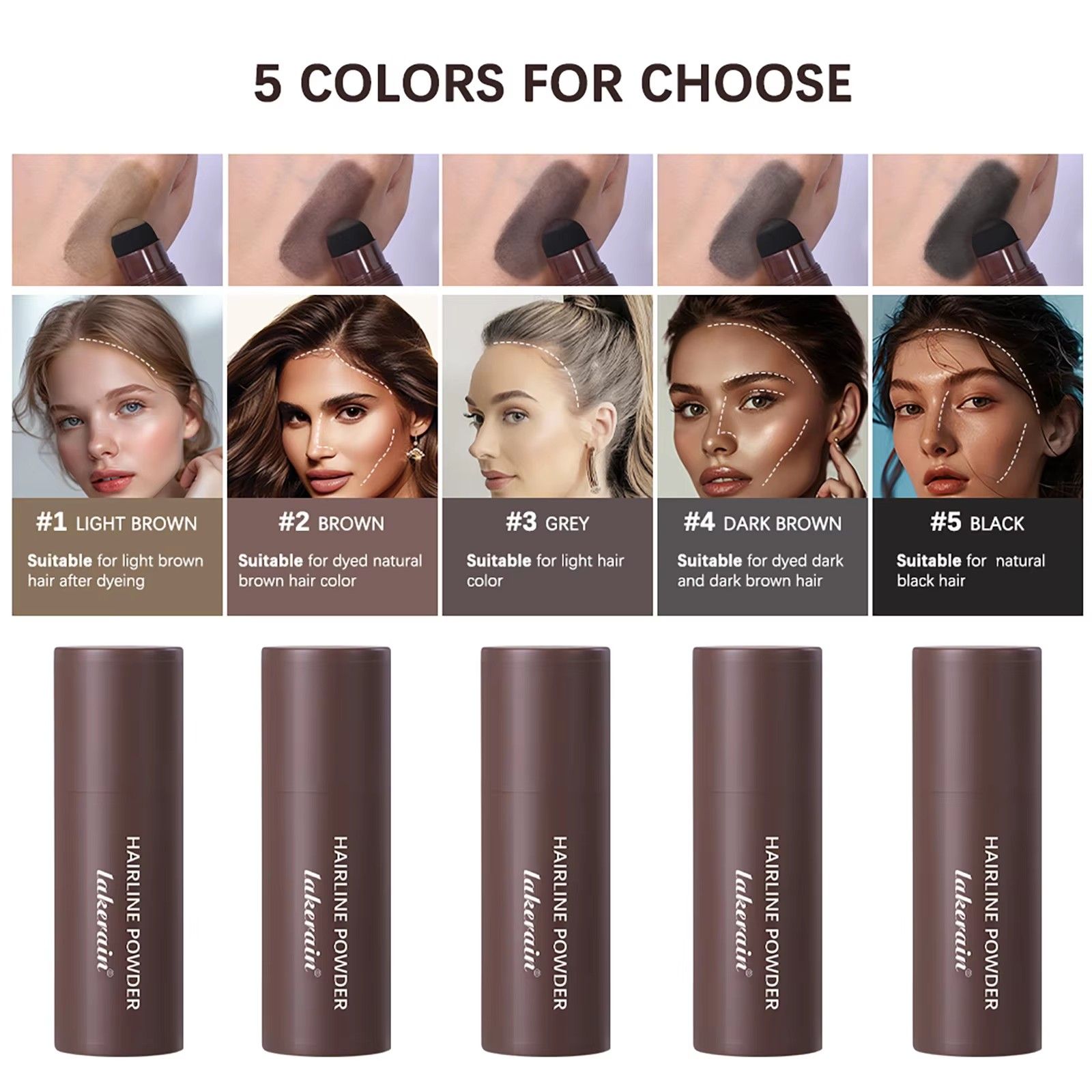 Hairline Shadow Powder Hair Waterproof Hairline Root Cover Up Natural Black Brown Eyebrow Contour Stick Repair Fill in Hair Tool