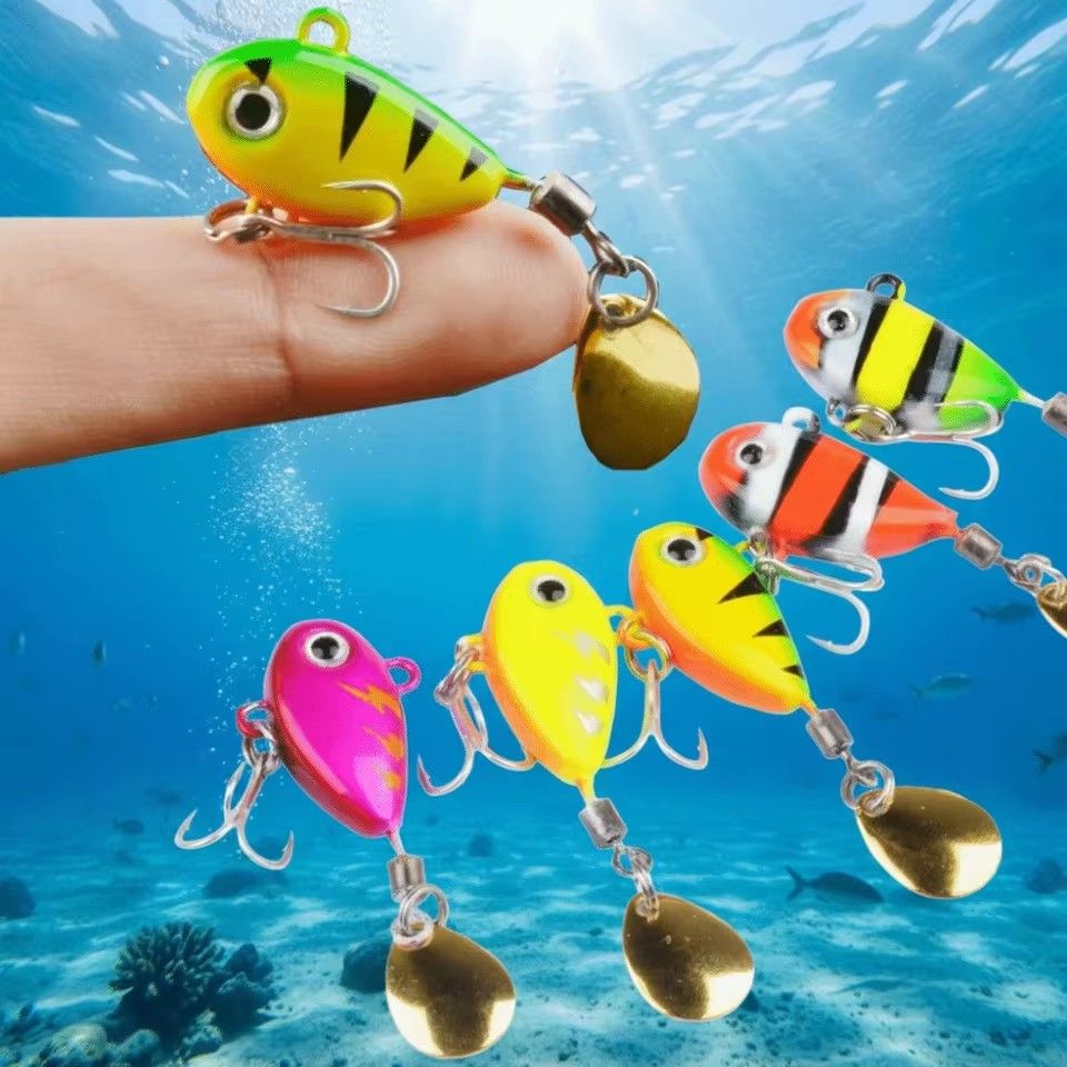 5PCS Spinning Sequin Artificial Fishing Bait 3D Fish Eyes with Box Fishing Lures Kit Vibration Bait Colorful Fishing Lures Hooks