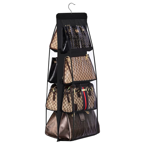 1PC   8 Grids Space Saving Bag Multi Layer Hanging Organizers, For Wardrobe Closet, Bag Storage Holder Handbag Purse Organizer