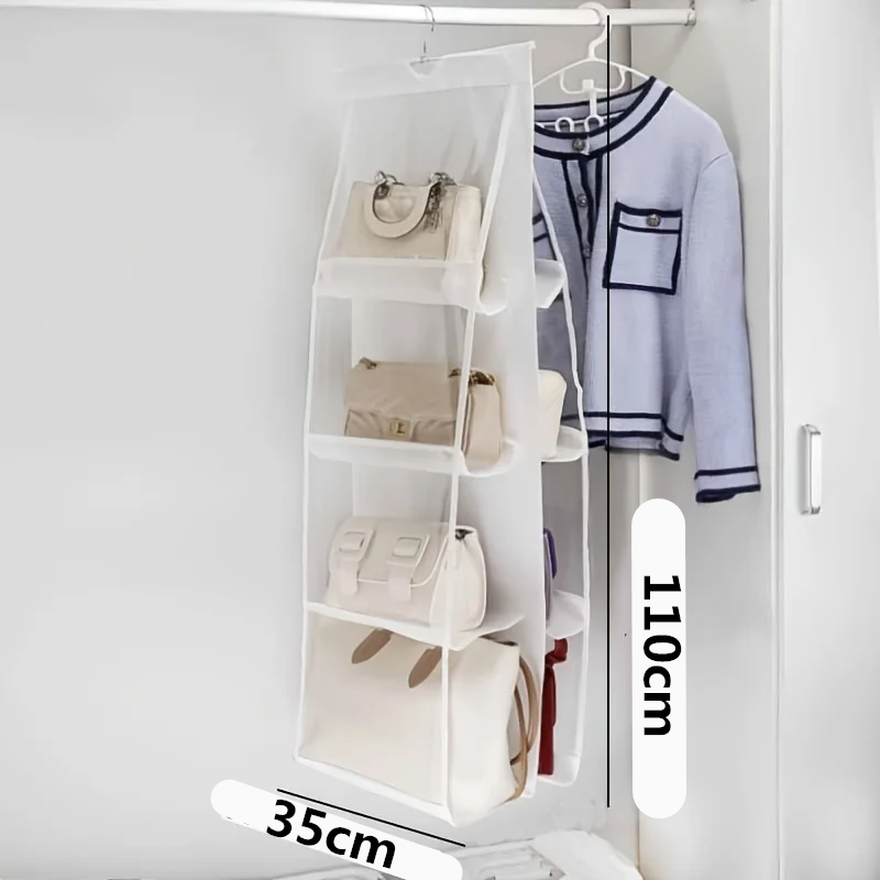 1PC   8 Grids Space Saving Bag Multi Layer Hanging Organizers, For Wardrobe Closet, Bag Storage Holder Handbag Purse Organizer