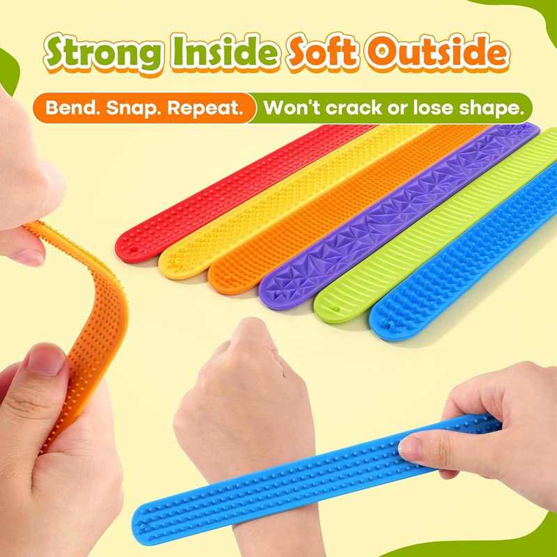 6PCS Fidget Toys Antistress Slap Bracelets Toys Slap Silicone Patting Circle Sensory Classic Toy Decoration For Childrens Autism