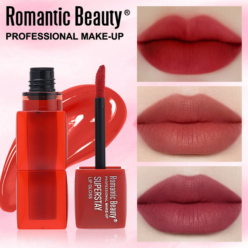 6 Color Velvet Liquid Lipstick - Square Tube Matte-Satin Lip Color, Transfer-Resistant & Highly Pigmented, Long-Wearing & Smooth
