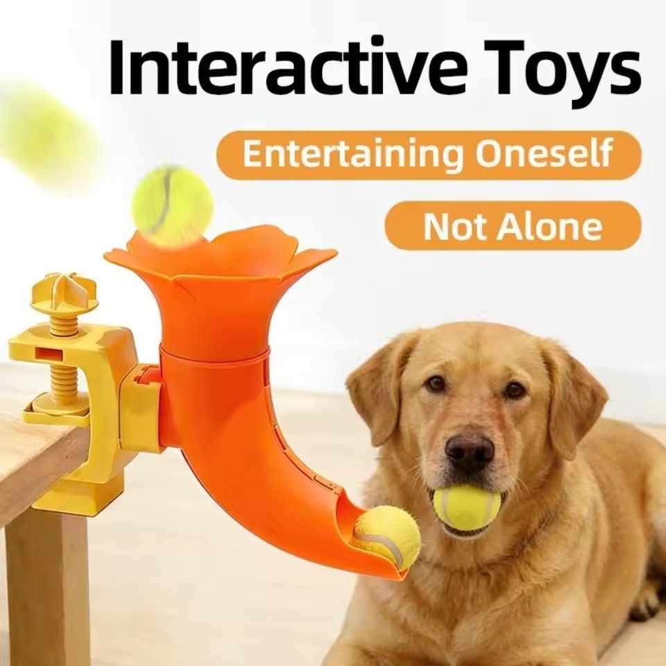 Adjustable Self-Serving Dog Ball Launcher Relieving Boredom Indoors Self-entertainment Dog Ball Throw Launcher Safe Dog Training
