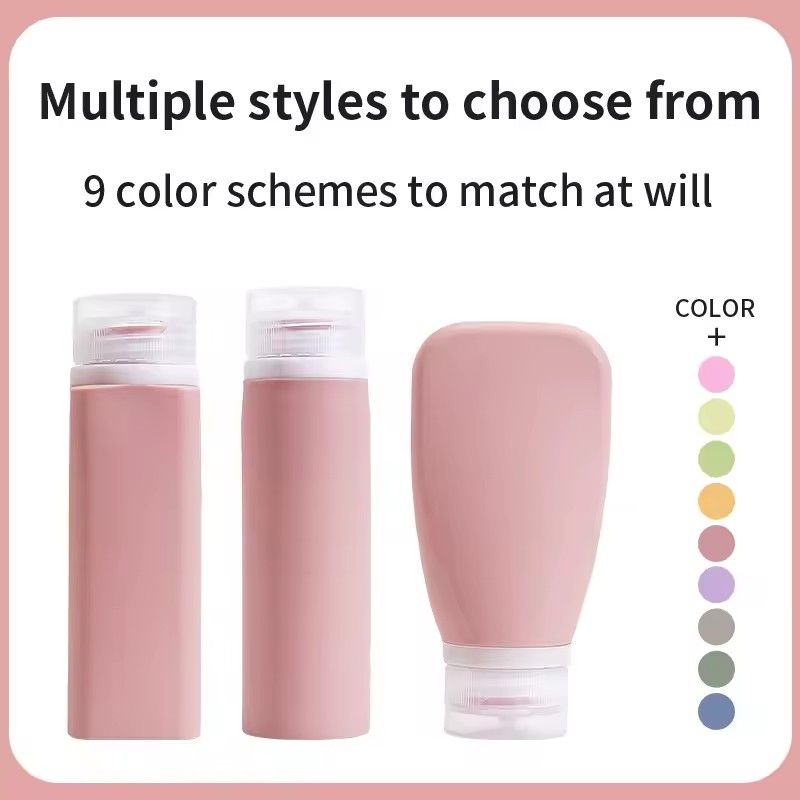 Silicone Refillable Travel Bottles Set with Lids, Reusable Leak-Proof Squeeze Containers for Toiletries