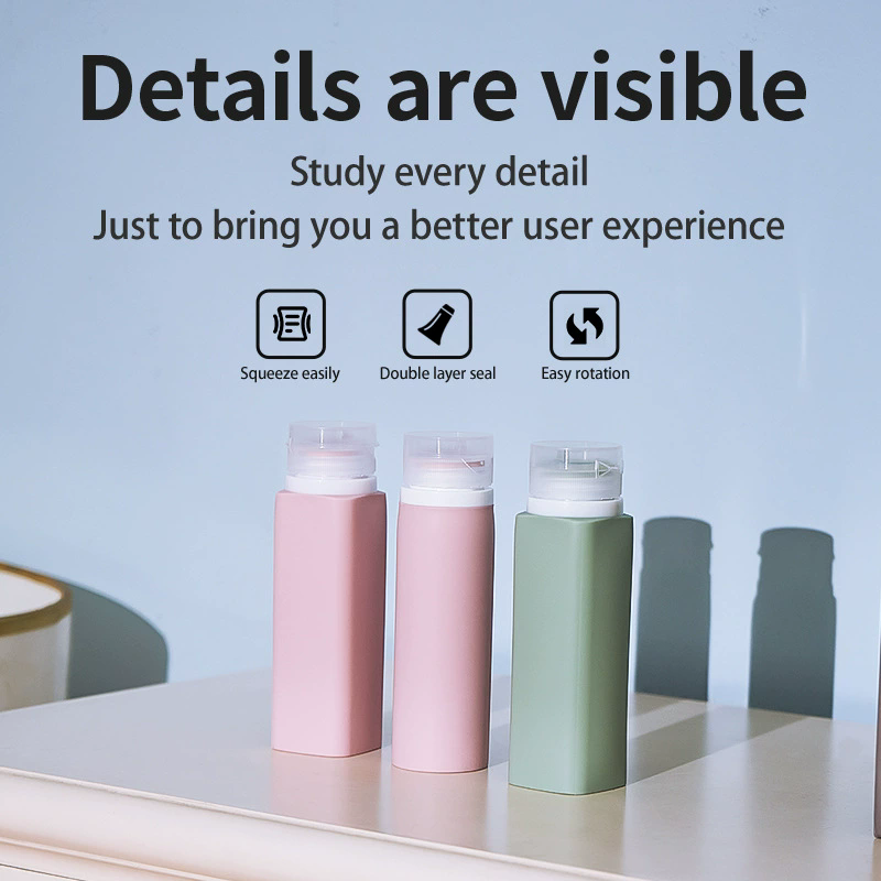 Silicone Refillable Travel Bottles Set with Lids, Reusable Leak-Proof Squeeze Containers for Toiletries