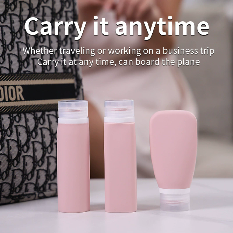 Silicone Refillable Travel Bottles Set with Lids, Reusable Leak-Proof Squeeze Containers for Toiletries