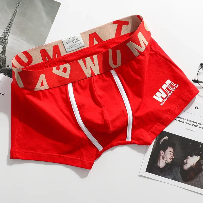 3PC Men's Boxy Underwear Male Cotton Breathable Comfortable Sweat Absorption Boxer Shorts Youth Mid-rise U Convex Pouch Sports Trunk