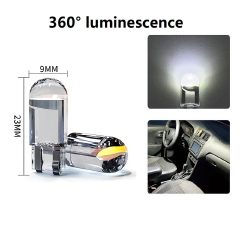 10PCS LED T10 W5W Canbus Glass COB 6000k Reading Dome Lamp Marker Wedge License PlateLight Bulbs 12V White Blue Red