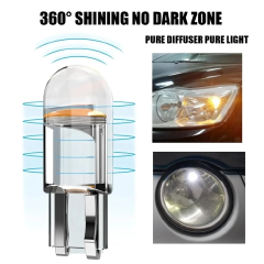 10PCS LED T10 W5W Canbus Glass COB 6000k Reading Dome Lamp Marker Wedge License PlateLight Bulbs 12V White Blue Red