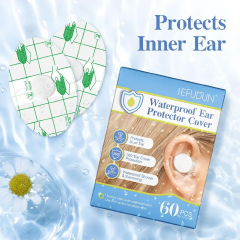60PCS Waterproof Ear Stickers, Oval Cotton Waterproof Ear Water Protectors Ear Patches Ear Covers for Swimming Shower Protection