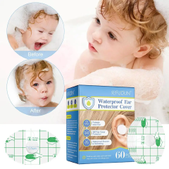 60PCS Waterproof Ear Stickers, Oval Cotton Waterproof Ear Water Protectors Ear Patches Ear Covers for Swimming Shower Protection