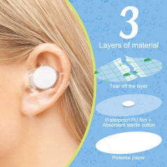 60PCS Waterproof Ear Stickers, Oval Cotton Waterproof Ear Water Protectors Ear Patches Ear Covers for Swimming Shower Protection