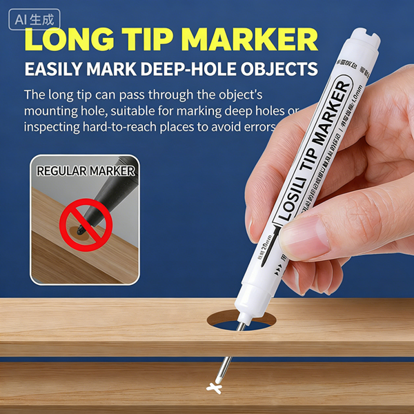 5PCS  Long Tip (20mm) Quick-Dry Oil-Based Marker Pens - High Quality, Non-Toxic, Smudge-Proof Art & Drafting Markers Students