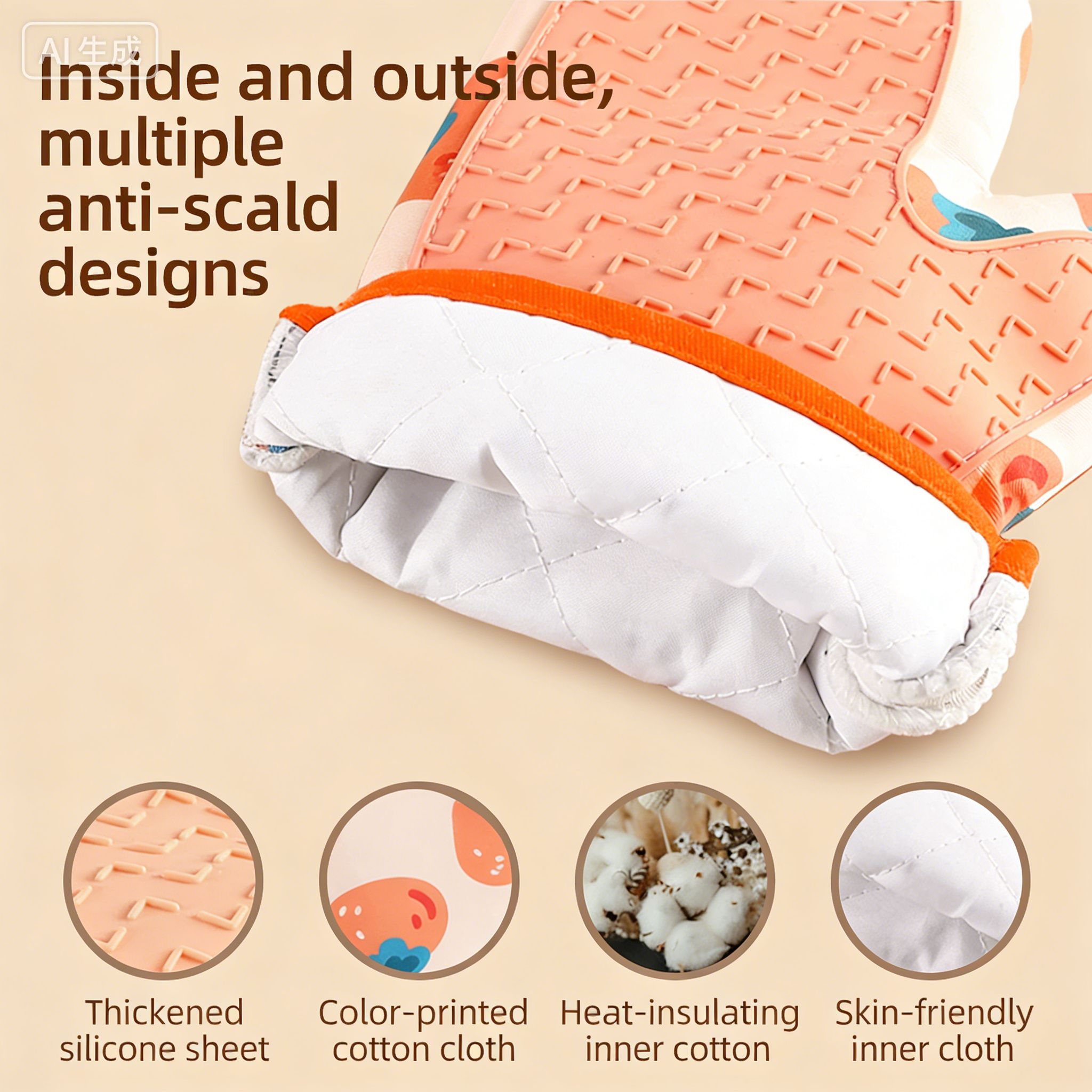 Thickened Cotton Linen Heat Resistant Gloves for Steaming Oven Microwave Kitchen Home Commercial Use Anti-Slip Long Gloves