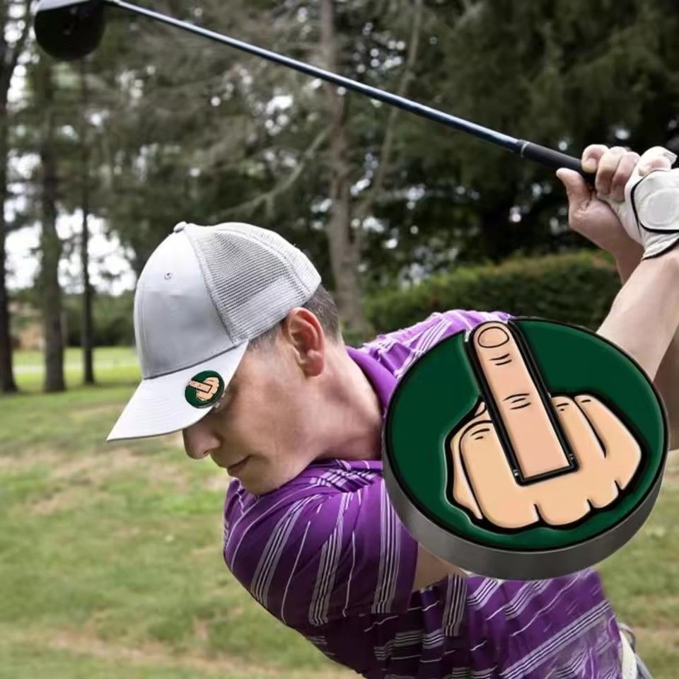 1PC  Accessories Funny Middle Finger Golf Ball Marker Metal Removable Golf Hat Clip Golf Caps Clips Outdoor