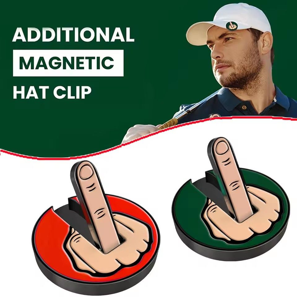 1PC  Accessories Funny Middle Finger Golf Ball Marker Metal Removable Golf Hat Clip Golf Caps Clips Outdoor