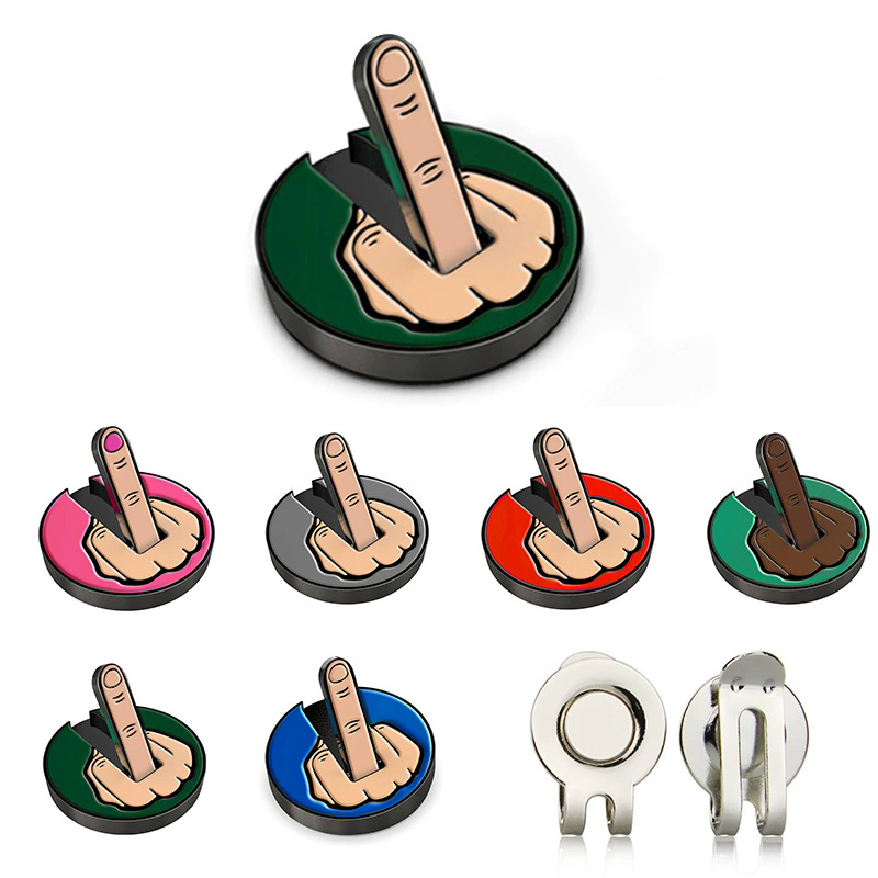 1PC  Accessories Funny Middle Finger Golf Ball Marker Metal Removable Golf Hat Clip Golf Caps Clips Outdoor