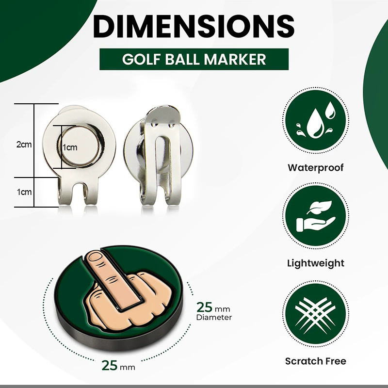 1PC  Accessories Funny Middle Finger Golf Ball Marker Metal Removable Golf Hat Clip Golf Caps Clips Outdoor