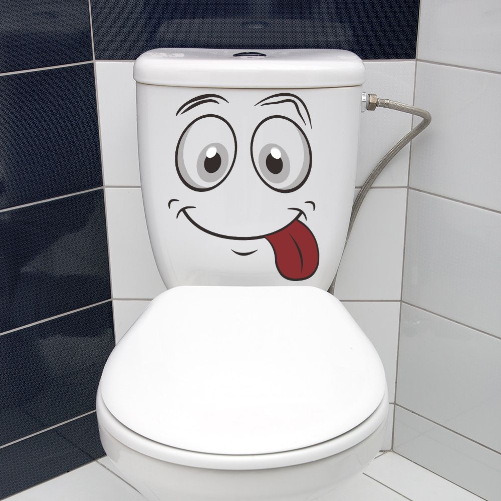 Cartoon smiley face toilet cover decoration wall sticker self-adhesive bathroom toilet sticker