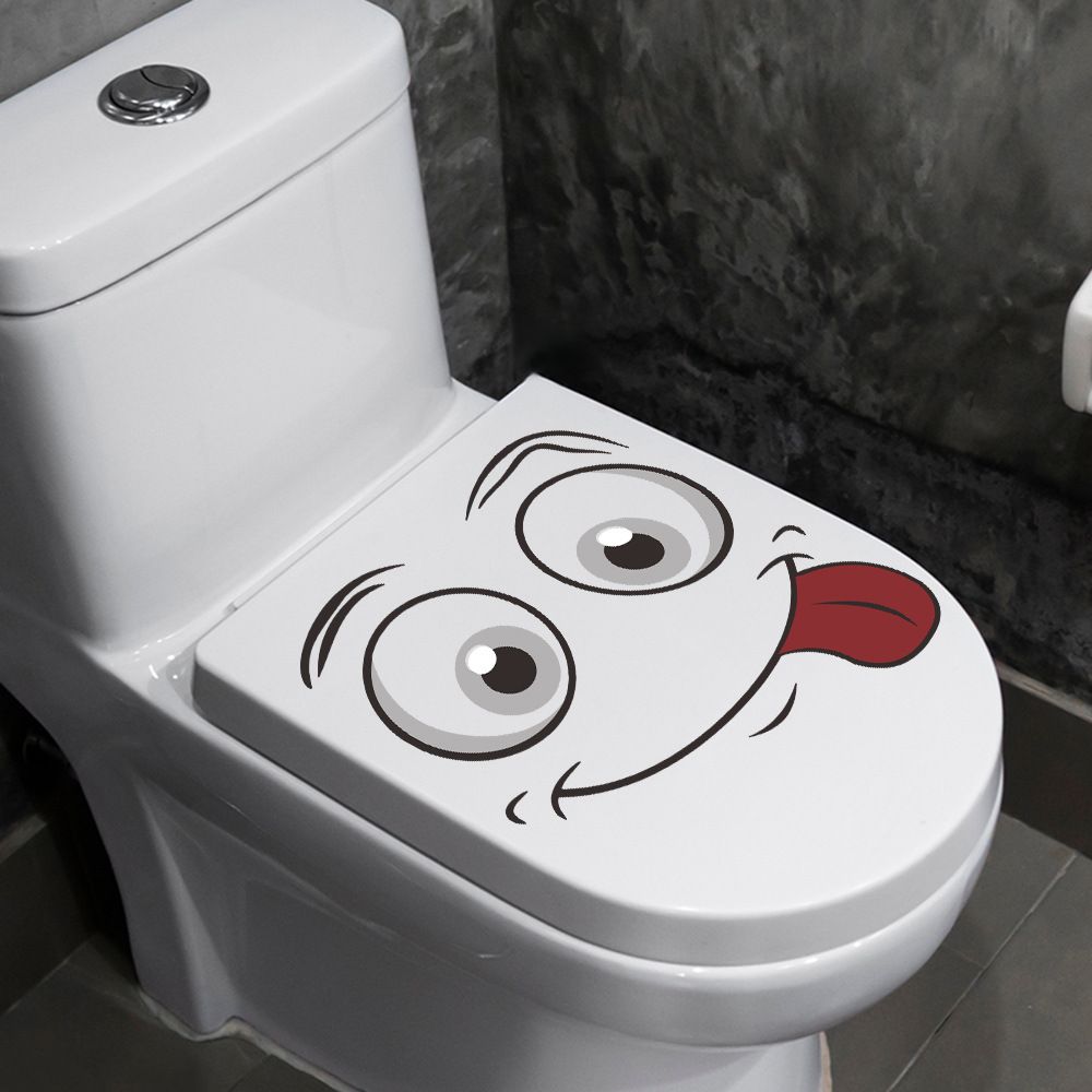 Cartoon smiley face toilet cover decoration wall sticker self-adhesive bathroom toilet sticker