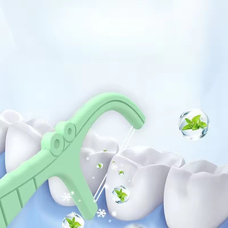Portable Dental Floss Stick High Tension Smooth Disposable Toothpick Double Line Dental Floss Oral Hygiene Dental Cleaning Tools