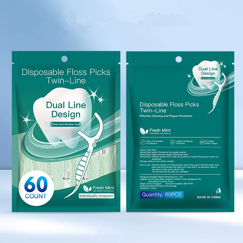 Portable Dental Floss Stick High Tension Smooth Disposable Toothpick Double Line Dental Floss Oral Hygiene Dental Cleaning Tools