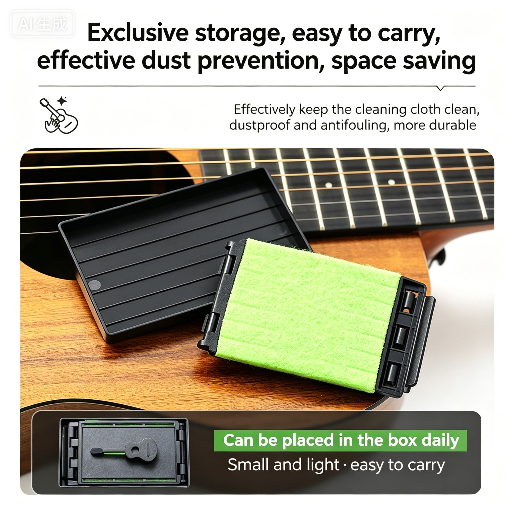 1Professional Guitar String Cleaner Scrubber with Dual Replaceable Microfiber Pads for Fretboard String Maintenance on Guitar