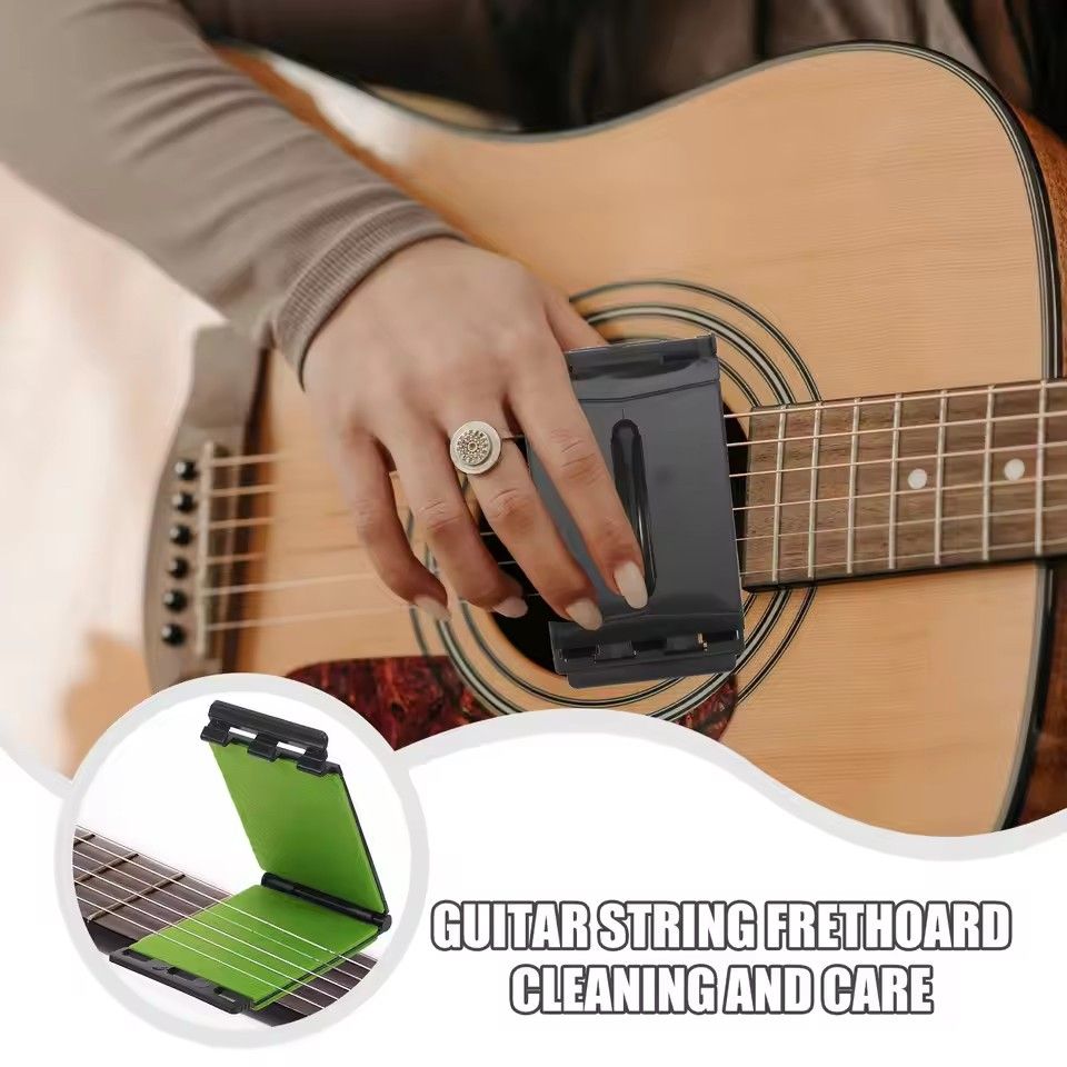 1Professional Guitar String Cleaner Scrubber with Dual Replaceable Microfiber Pads for Fretboard String Maintenance on Guitar