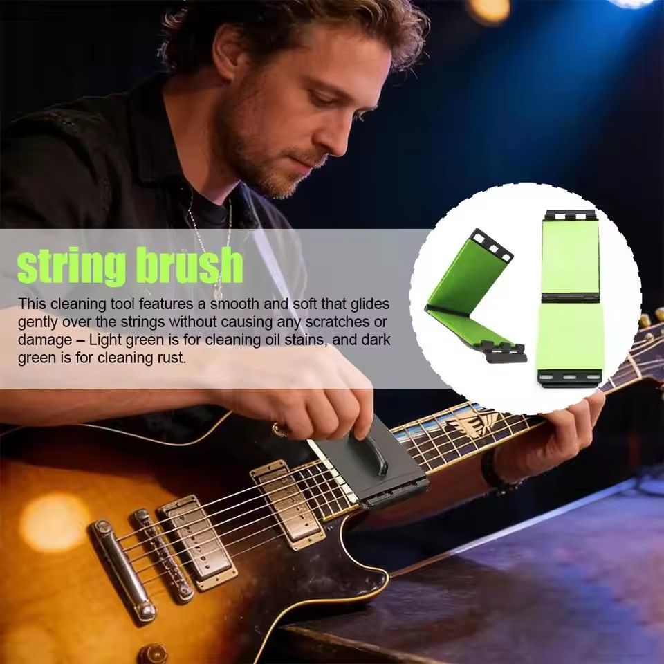 1Professional Guitar String Cleaner Scrubber with Dual Replaceable Microfiber Pads for Fretboard String Maintenance on Guitar