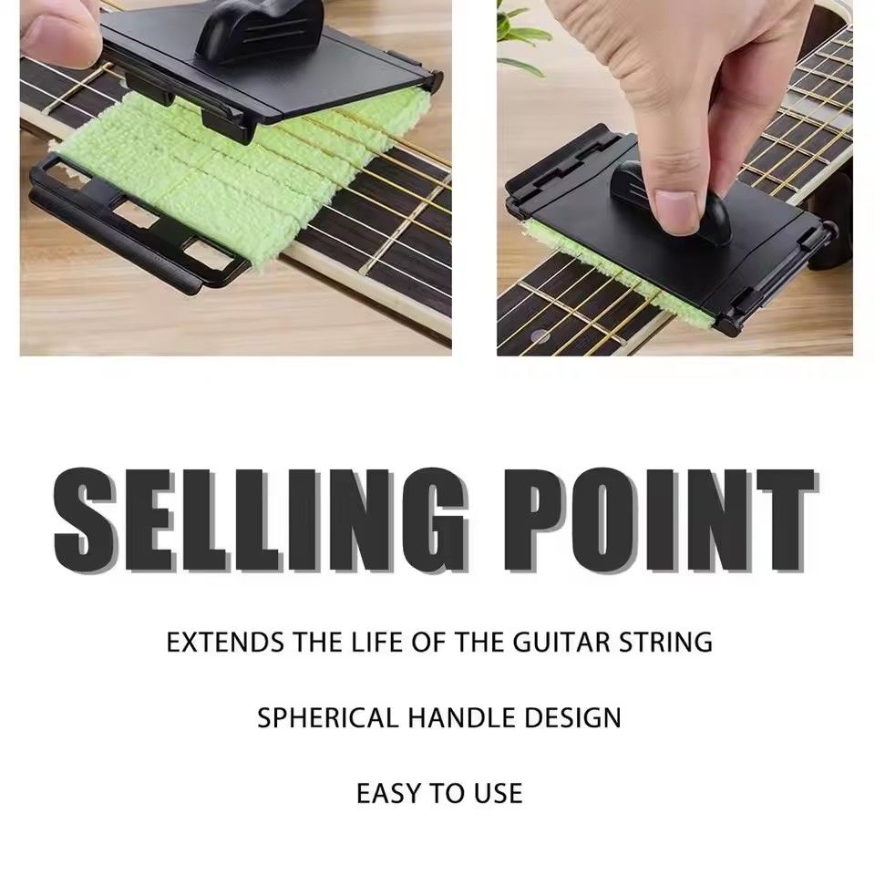 1Professional Guitar String Cleaner Scrubber with Dual Replaceable Microfiber Pads for Fretboard String Maintenance on Guitar