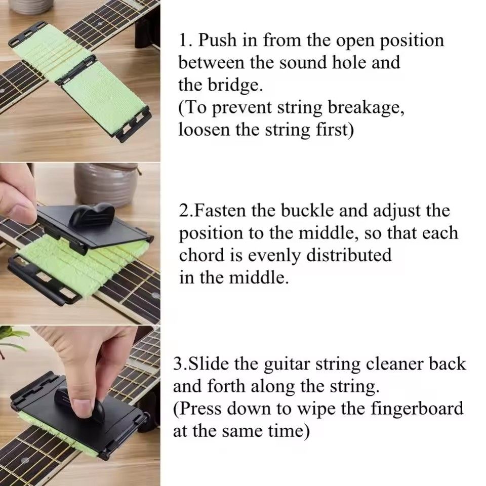 1Professional Guitar String Cleaner Scrubber with Dual Replaceable Microfiber Pads for Fretboard String Maintenance on Guitar